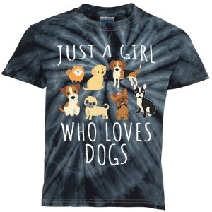 Just A Girl Who Loves Dogs Funny Puppy Kids Tie-Dye T-Shirt