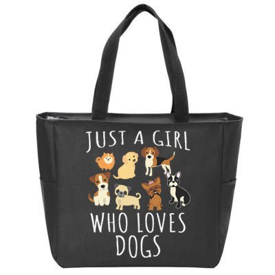 Just A Girl Who Loves Dogs Funny Puppy Zip Tote Bag