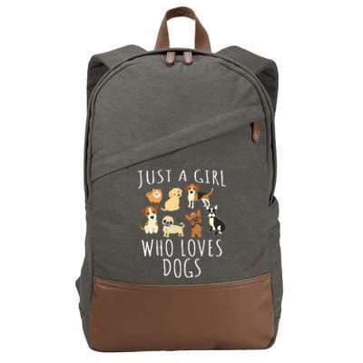 Just A Girl Who Loves Dogs Funny Puppy Cotton Canvas Backpack