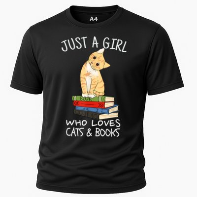 Just A Girl Who Loves Books And Cats Funny Reading TShirt Performance Shirt
