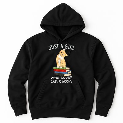 Just A Girl Who Loves Books And Cats Funny Reading TShirt Hoodie