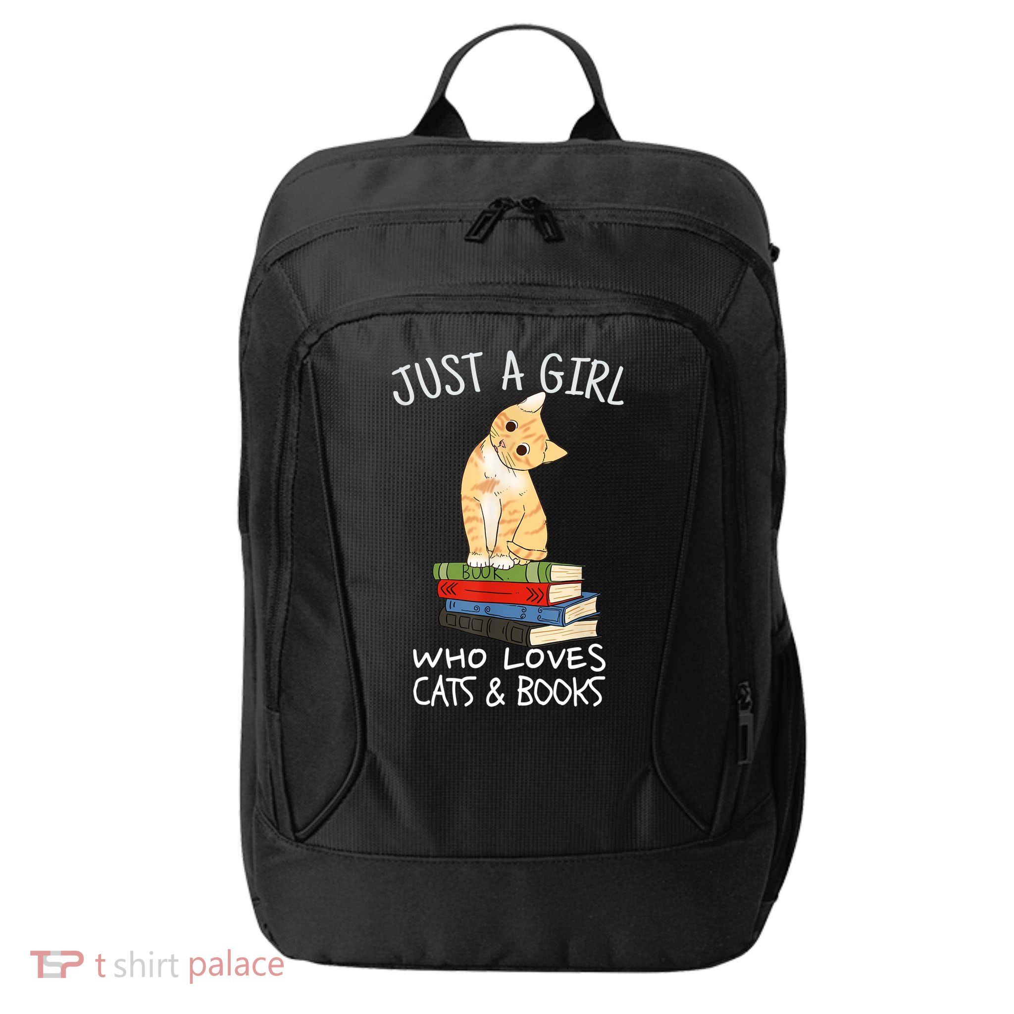 Just A Girl Who Loves Books And Cats Funny Reading TShirt City Backpack