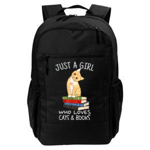 Just A Girl Who Loves Books And Cats Funny Reading TShirt Daily Commute Backpack