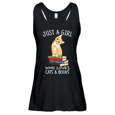 Just A Girl Who Loves Books And Cats Funny Reading TShirt Ladies Essential Flowy Tank