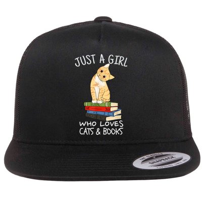Just A Girl Who Loves Books And Cats Funny Reading TShirt Flatbill Hat