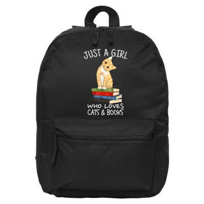 Just A Girl Who Loves Books And Cats Funny Reading TShirt 16 in Basic Backpack