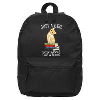 Just A Girl Who Loves Books And Cats Funny Reading TShirt 16 in Basic Backpack