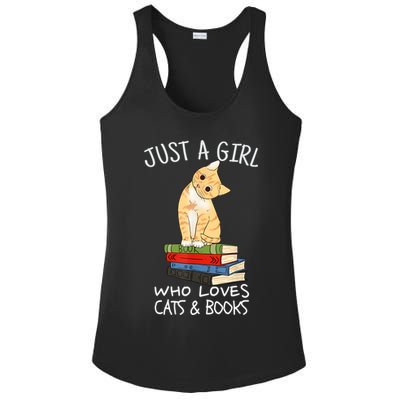Just A Girl Who Loves Books And Cats Funny Reading TShirt Ladies PosiCharge Competitor Racerback Tank