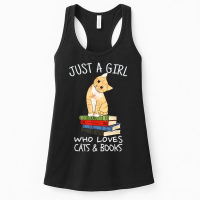Just A Girl Who Loves Books And Cats Funny Reading TShirt Womens Tank Top