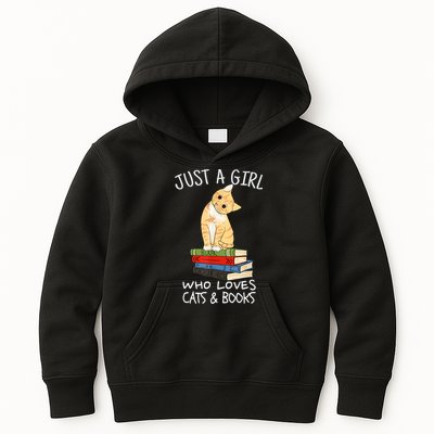 Just A Girl Who Loves Books And Cats Funny Reading TShirt Kids Hoodie