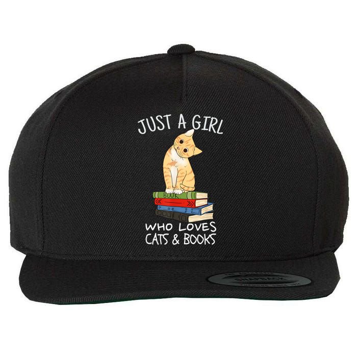 Just A Girl Who Loves Books And Cats Funny Reading TShirt Wool Snapback Cap