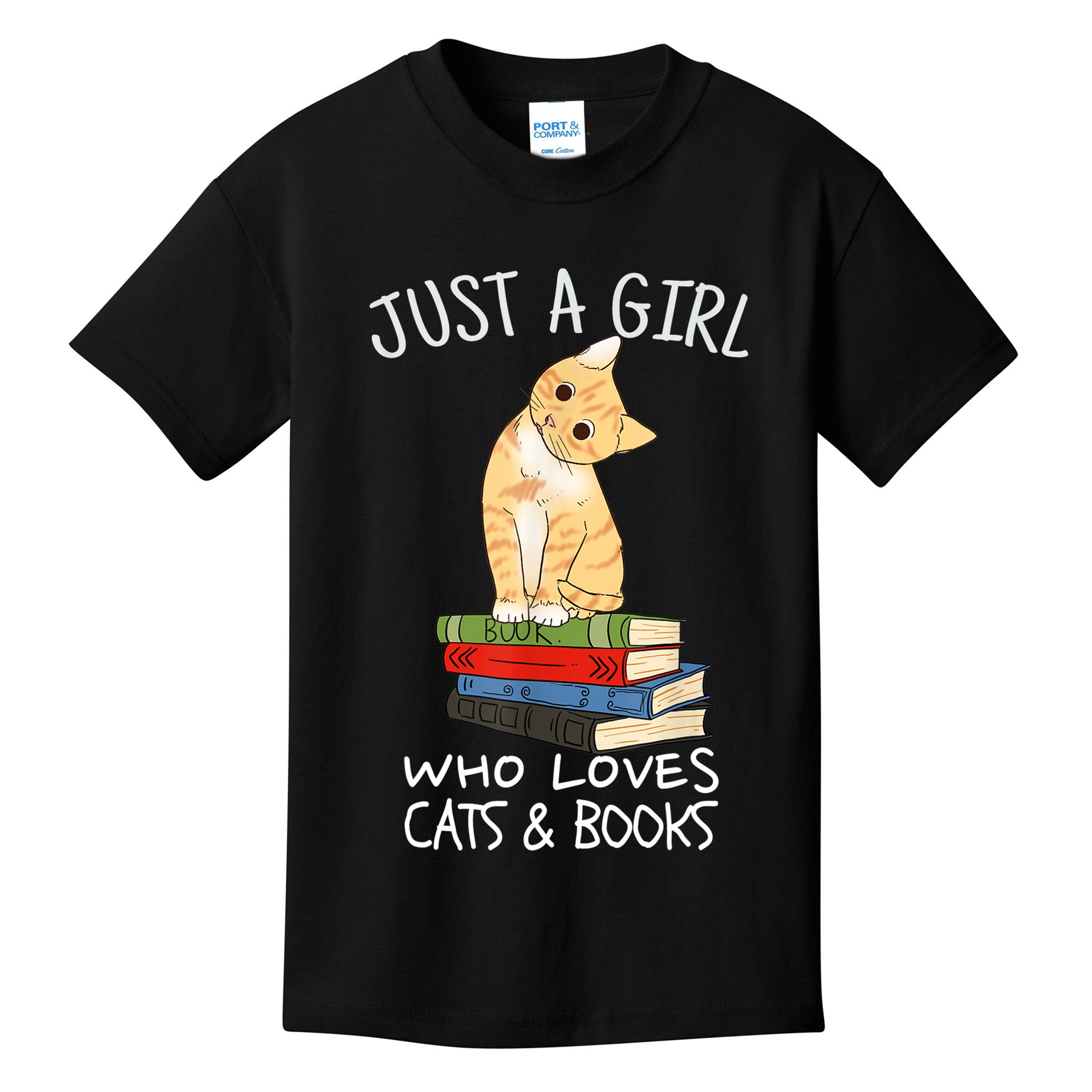 Just A Girl Who Loves Books And Cats Funny Reading TShirt Kids T-Shirt
