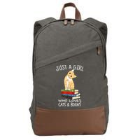 Just A Girl Who Loves Books And Cats Funny Reading TShirt Cotton Canvas Backpack