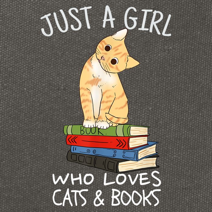 Just A Girl Who Loves Books And Cats Funny Reading TShirt Cotton Canvas Backpack