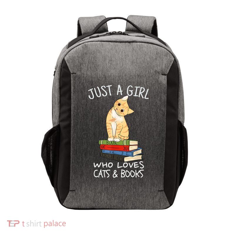 Just A Girl Who Loves Books And Cats Funny Reading TShirt Vector Backpack