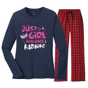 Just A Girl Who Loves Karaoke Women's Long Sleeve Flannel Pajama Set 