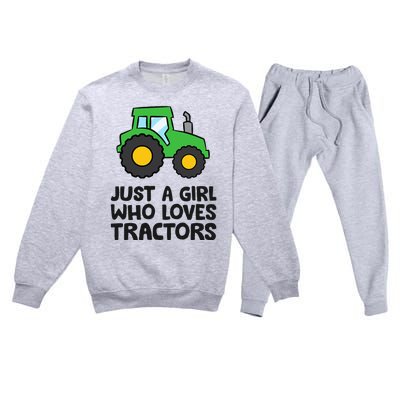 Just A Girl Who Loves Tractors Premium Crewneck Sweatsuit Set