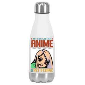 Just A Girl Who Loves Anime And Sketching Anime Girl Sketching Lover Stainless Steel Insulated Water Bottle