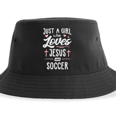 Just A Girl Who Loves Jesus And Soccer Cute Gift Sustainable Bucket Hat