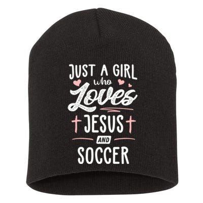 Just A Girl Who Loves Jesus And Soccer Cute Gift Short Acrylic Beanie