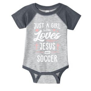 Just A Girl Who Loves Jesus And Soccer Cute Gift Infant Baby Jersey Bodysuit