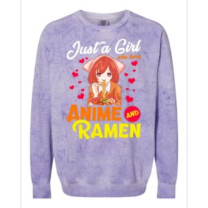 Just A Girl Who Loves Anime And Ramen Colorblast Crewneck Sweatshirt