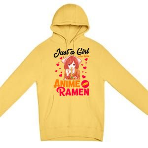 Just A Girl Who Loves Anime And Ramen Premium Pullover Hoodie