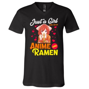 Just A Girl Who Loves Anime And Ramen V-Neck T-Shirt