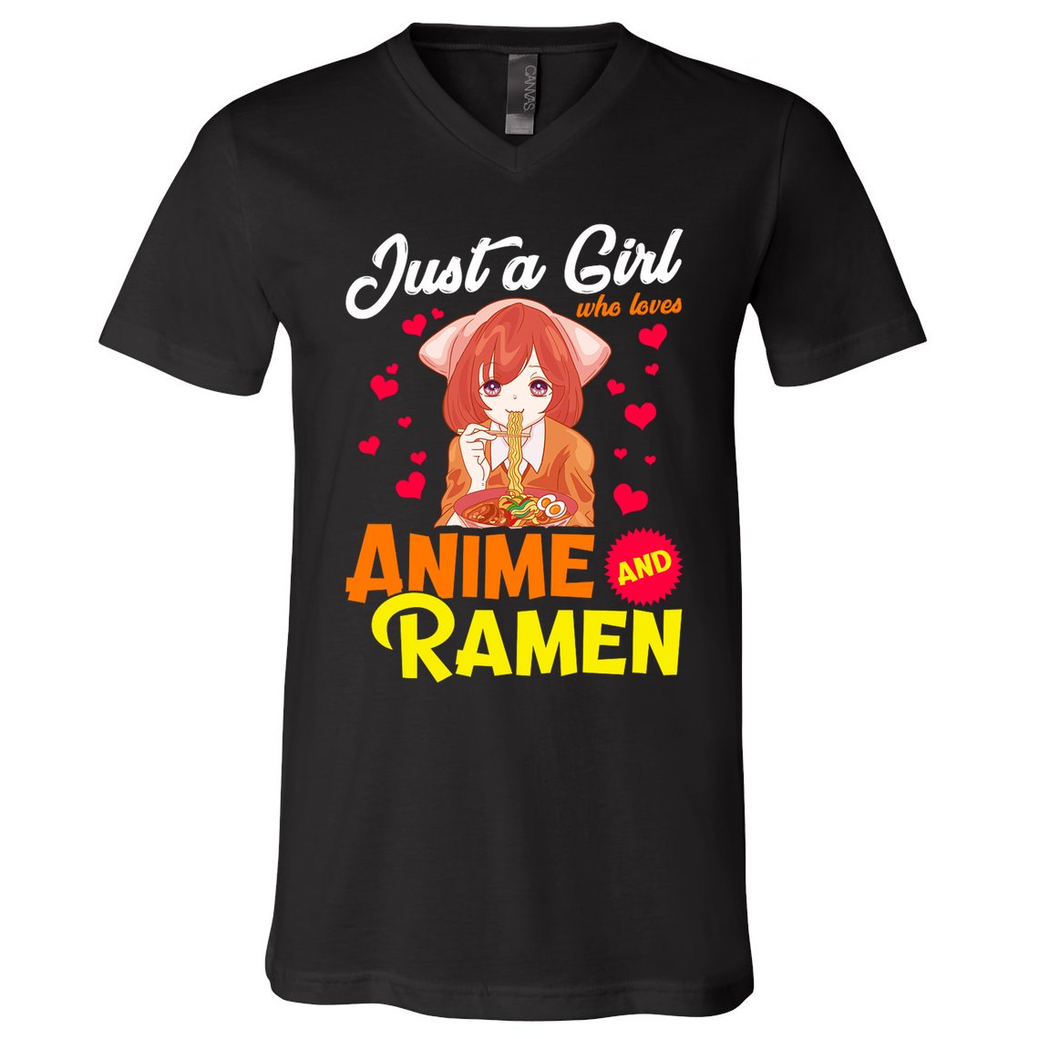 Just A Girl Who Loves Anime And Ramen V-Neck T-Shirt