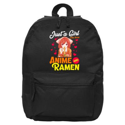 Just A Girl Who Loves Anime And Ramen 16 in Basic Backpack