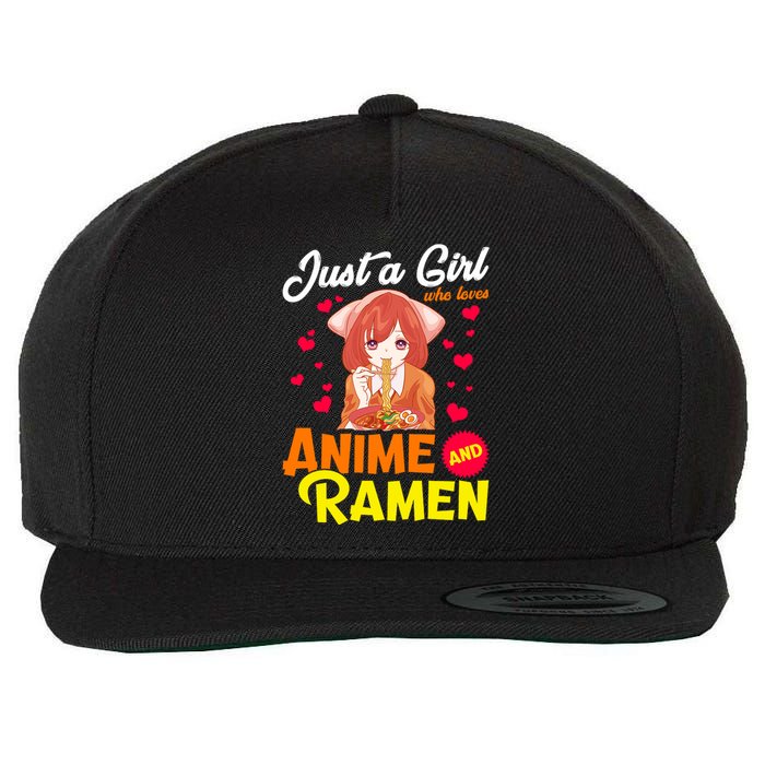 Just A Girl Who Loves Anime And Ramen Wool Snapback Cap