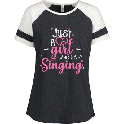 Just A Girl Who Loves Singing Female Singer Gift Enza Ladies Jersey Colorblock Tee