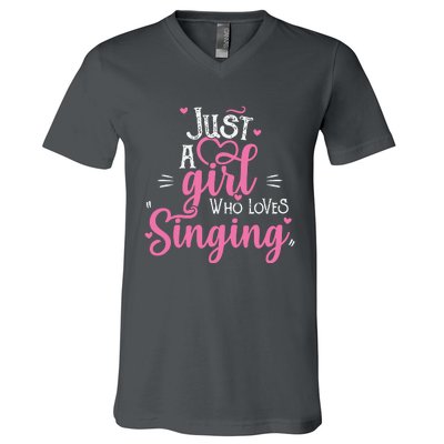 Just A Girl Who Loves Singing Female Singer Gift V-Neck T-Shirt