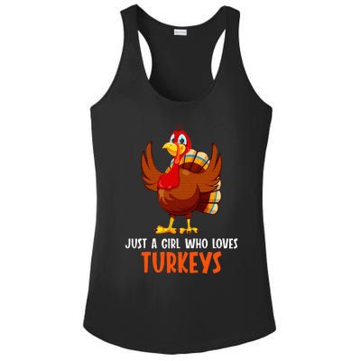 Just a girl who loves Turkeys Turkey Ladies PosiCharge Competitor Racerback Tank