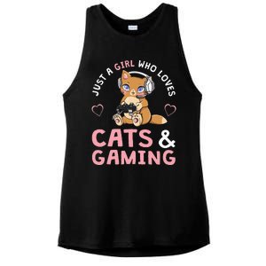 Just A Girl Who Loves Cats And Gaming Cute Gamer Cat Ladies PosiCharge Tri-Blend Wicking Tank