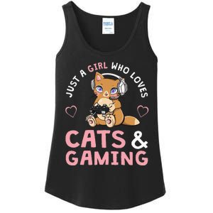 Just A Girl Who Loves Cats And Gaming Cute Gamer Cat Ladies Essential Tank