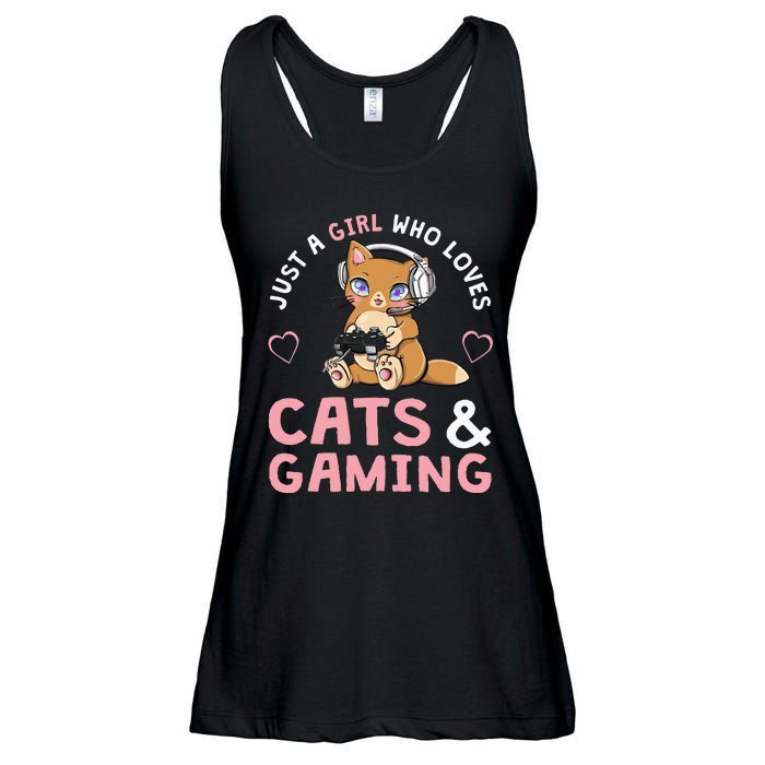 Just A Girl Who Loves Cats And Gaming Cute Gamer Cat Ladies Essential Flowy Tank