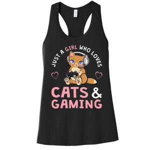 Just A Girl Who Loves Cats And Gaming Cute Gamer Cat Women's Racerback Tank