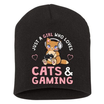 Just A Girl Who Loves Cats And Gaming Cute Gamer Cat Short Acrylic Beanie