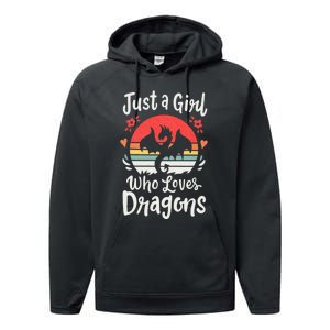 Just A Girl Who Loves Dragons Performance Fleece Hoodie