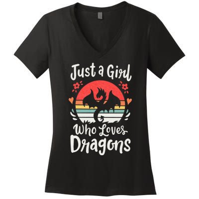 Just A Girl Who Loves Dragons Women's V-Neck T-Shirt