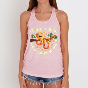 Just A Girl Who Loves Snakes Funny Snake Lover Gifts Women's Knotted Racerback Tank