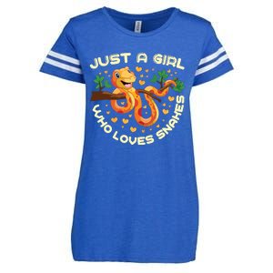 Just A Girl Who Loves Snakes Funny Snake Lover Gifts Enza Ladies Jersey Football T-Shirt