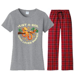 Just A Girl Who Loves Snakes Funny Snake Lover Gifts Women's Flannel Pajama Set