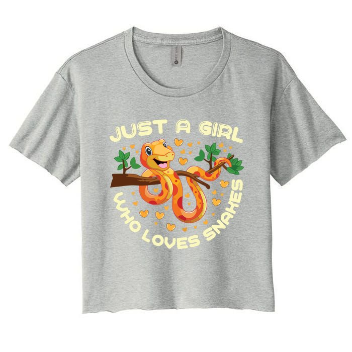 Just A Girl Who Loves Snakes Funny Snake Lover Gifts Women's Crop Top Tee