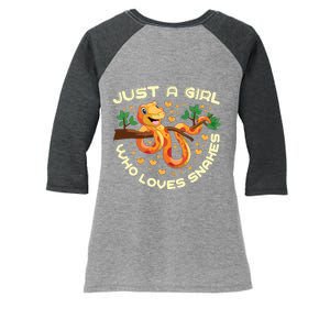 Just A Girl Who Loves Snakes Funny Snake Lover Gifts Women's Tri-Blend 3/4-Sleeve Raglan Shirt