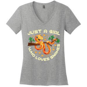 Just A Girl Who Loves Snakes Funny Snake Lover Gifts Women's V-Neck T-Shirt