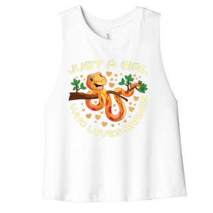 Just A Girl Who Loves Snakes Funny Snake Lover Gifts Women's Racerback Cropped Tank