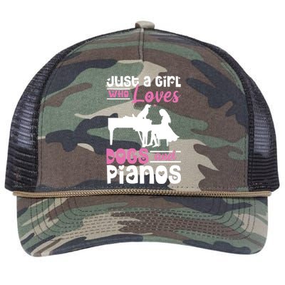 Just A Girl Who Loves Dogs And Pianos For Piano Players Retro Rope Trucker Hat Cap