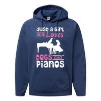 Just A Girl Who Loves Dogs And Pianos For Piano Players Performance Fleece Hoodie